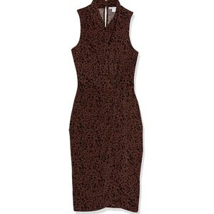 NWT Size Small Women's Toffee Brown Cheetah Print Sleeveless Dress Faux Wrap‎